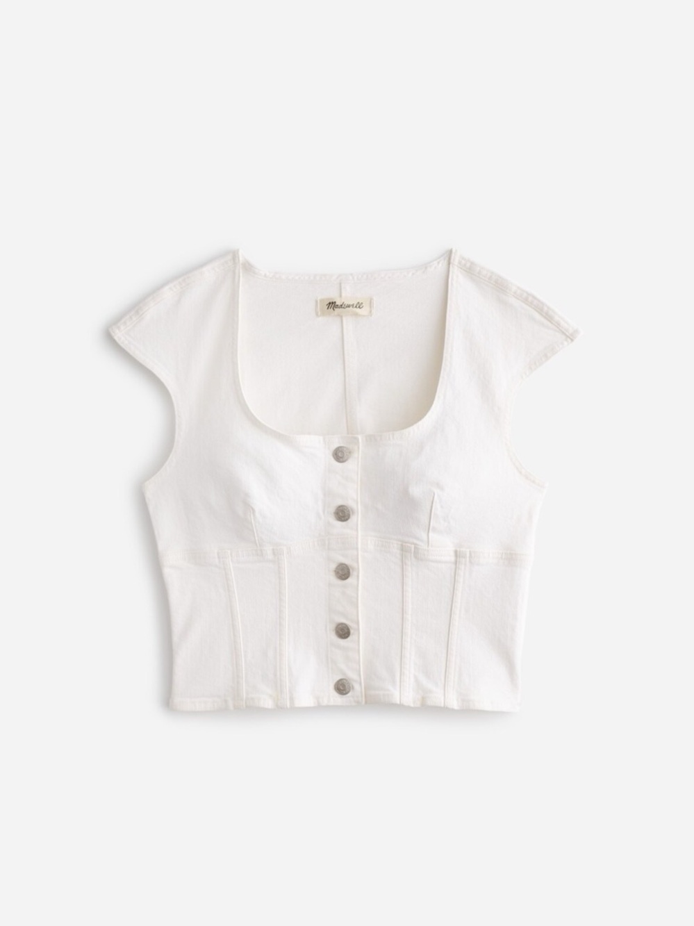 Madewell Denim Darted Crop Top in size 0